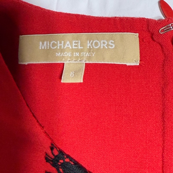 Michael Kors Red Dress with Black Lace Detail wool blend Size 6 - Picture 9 of 10